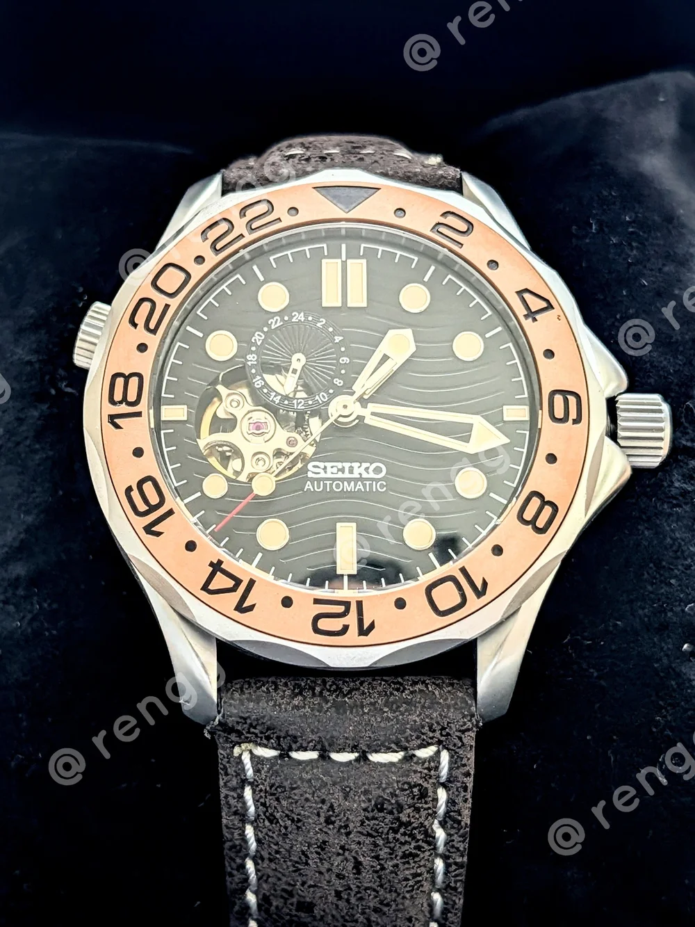 41mm Titanium Seiko Master Men's Automatic Diver Mod Watch Open Heart Sapphire